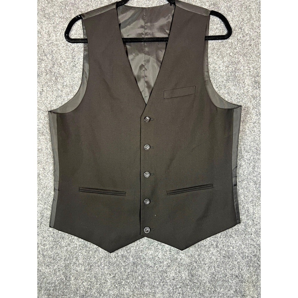 Caravelli Harry 2B Men's 38R 32W Black Slim Fit Suit Vest 5 Button